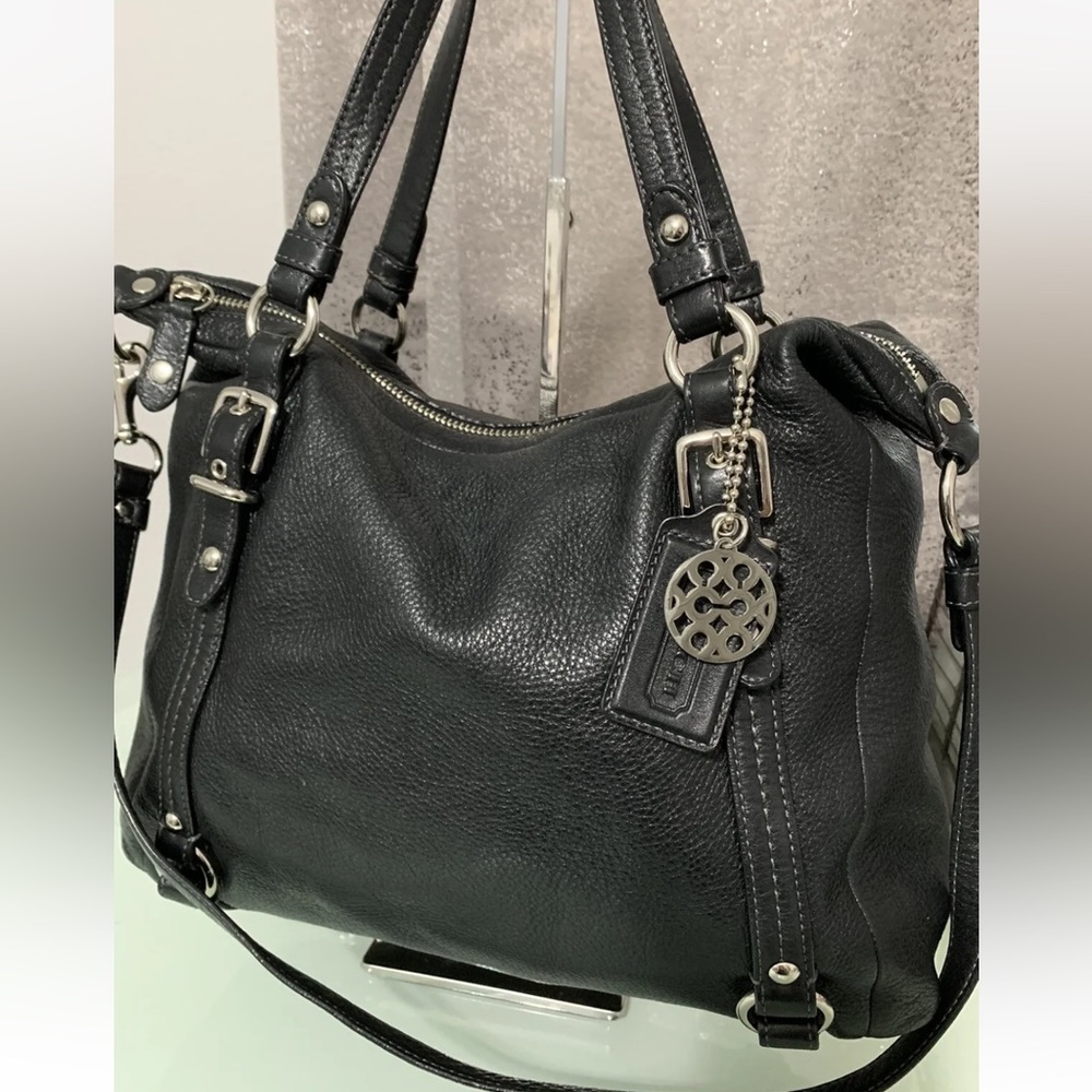 Coach Alexandra Black Pebbled Leather Shoulder bag EUC
